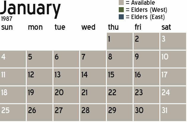 Missionary Dinner Calendar
