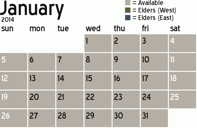 Missionary Dinner Calendar