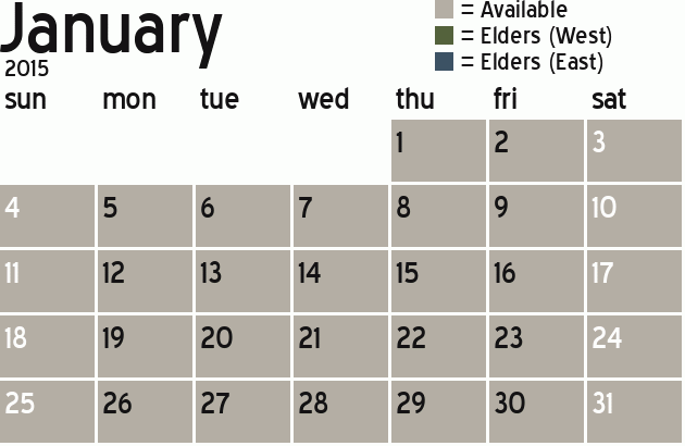 Missionary Dinner Calendar