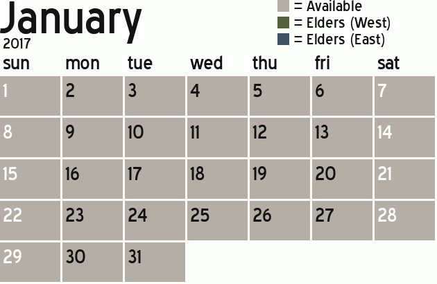 Missionary Dinner Calendar