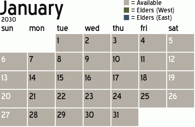 Missionary Dinner Calendar