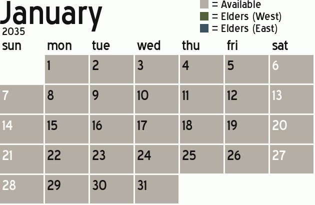 Missionary Dinner Calendar
