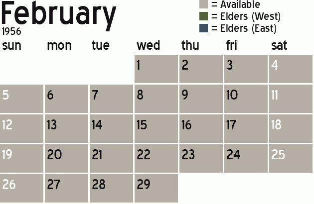 Missionary Dinner Calendar