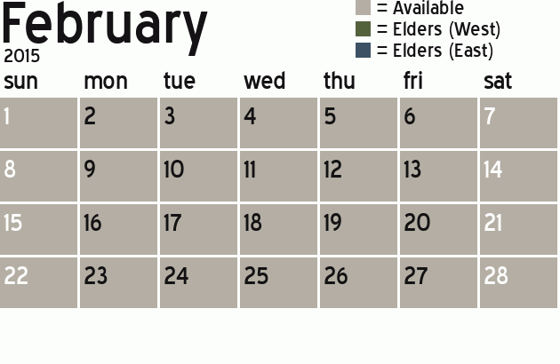 Missionary Dinner Calendar