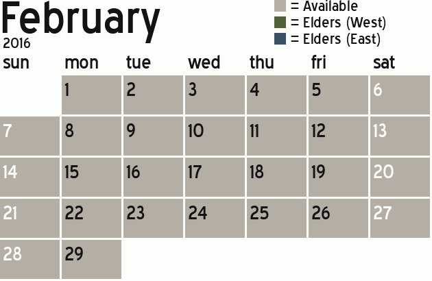 Missionary Dinner Calendar