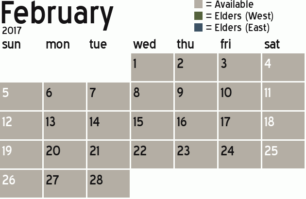 Missionary Dinner Calendar