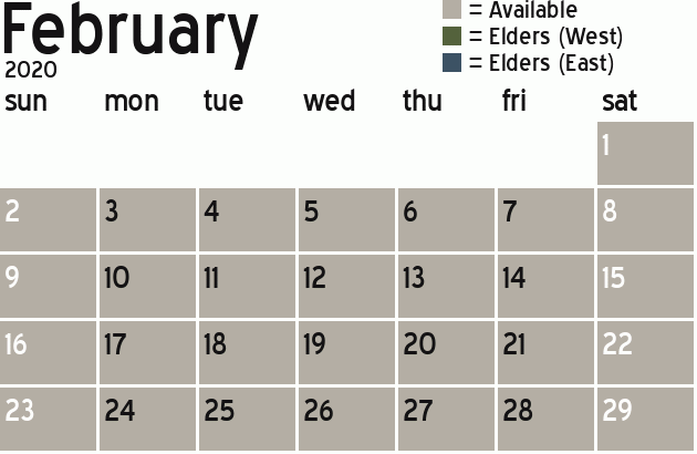 Missionary Dinner Calendar