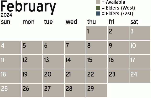 Missionary Dinner Calendar