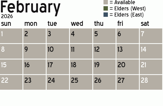 Missionary Dinner Calendar
