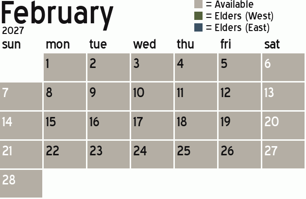 Missionary Dinner Calendar