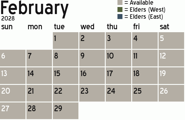 Missionary Dinner Calendar