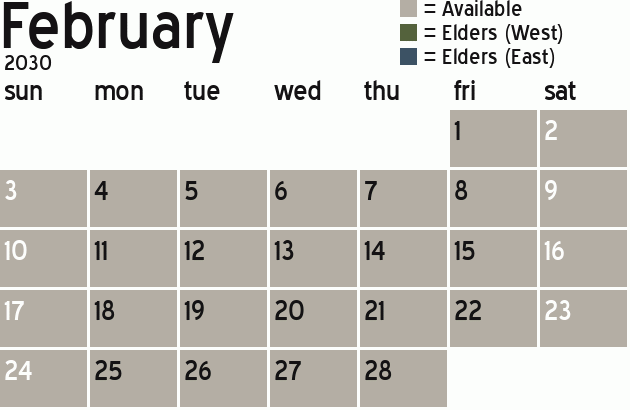 Missionary Dinner Calendar
