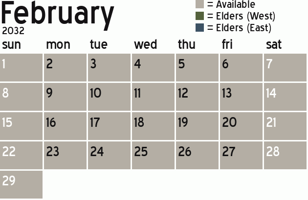 Missionary Dinner Calendar