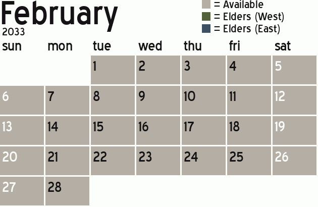 Missionary Dinner Calendar