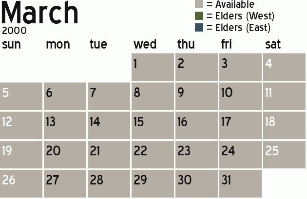 Missionary Dinner Calendar