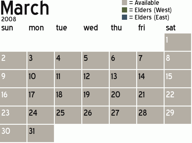 Missionary Dinner Calendar