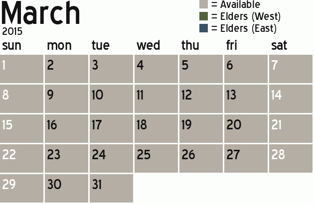 Missionary Dinner Calendar