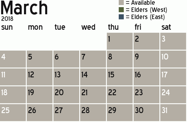 Missionary Dinner Calendar