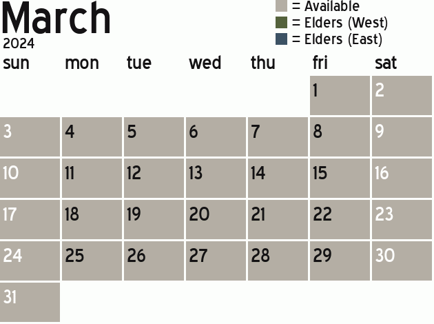 Missionary Dinner Calendar
