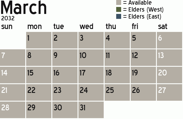 Missionary Dinner Calendar