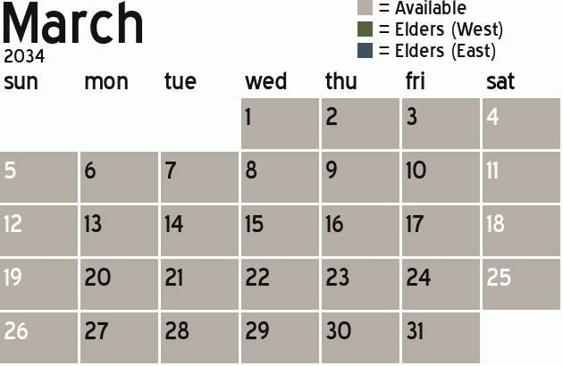 Missionary Dinner Calendar