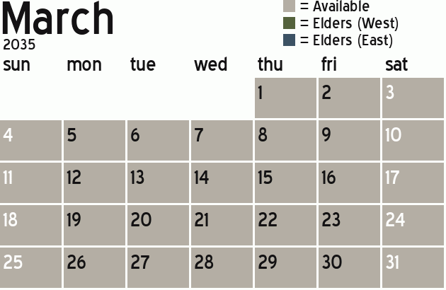 Missionary Dinner Calendar