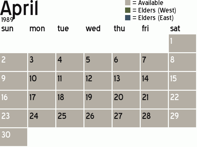 Missionary Dinner Calendar