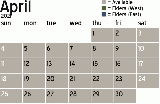 Missionary Dinner Calendar