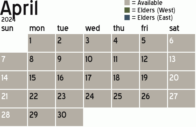 Missionary Dinner Calendar