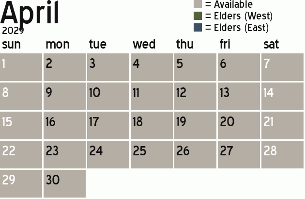 Missionary Dinner Calendar
