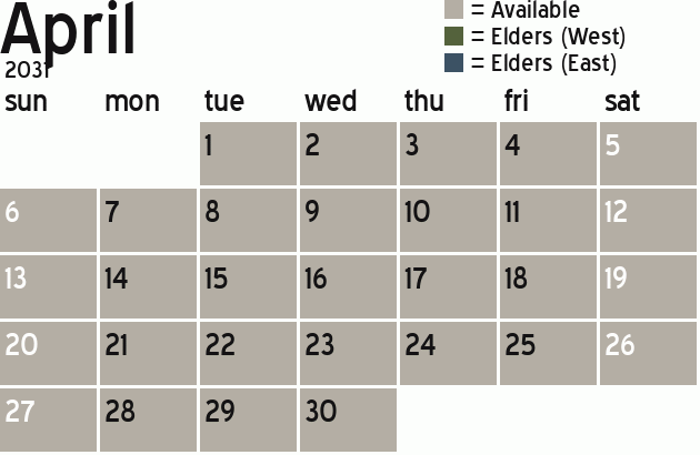 Missionary Dinner Calendar