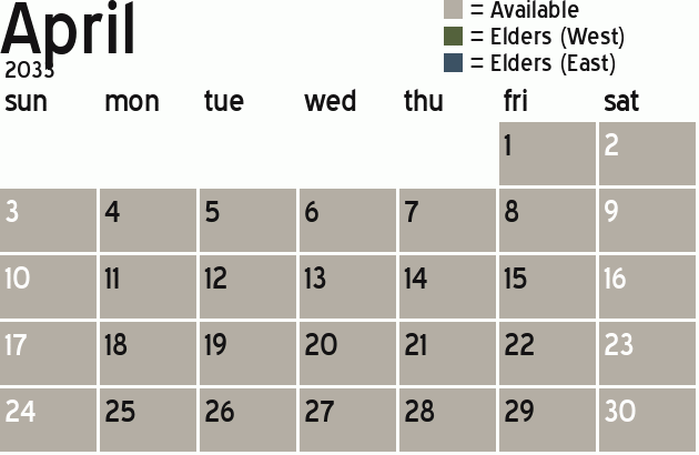 Missionary Dinner Calendar