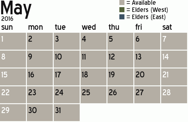 Missionary Dinner Calendar