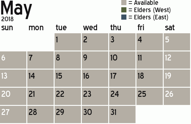 Missionary Dinner Calendar