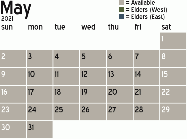 Missionary Dinner Calendar
