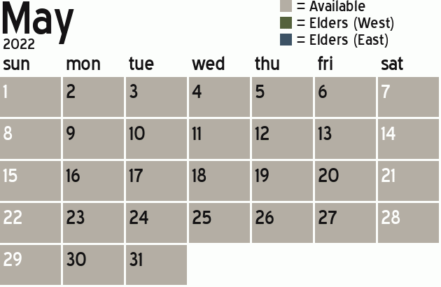 Missionary Dinner Calendar