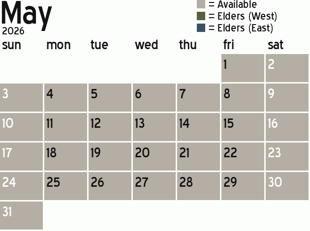 Missionary Dinner Calendar