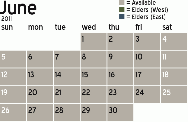 Missionary Dinner Calendar