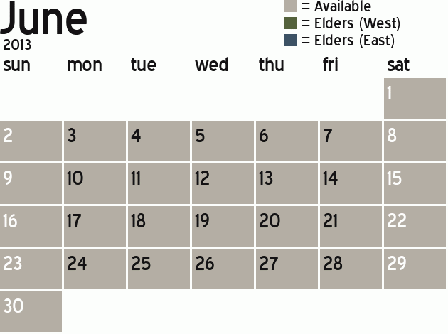 Missionary Dinner Calendar