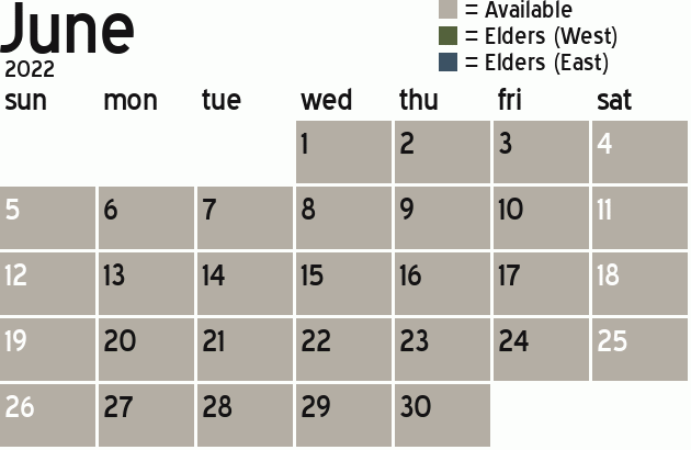 Missionary Dinner Calendar