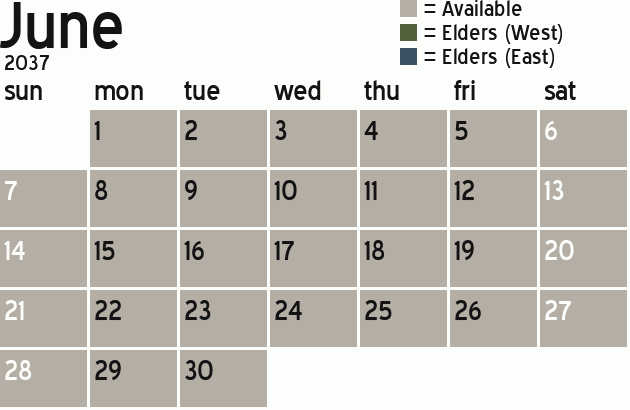 Missionary Dinner Calendar