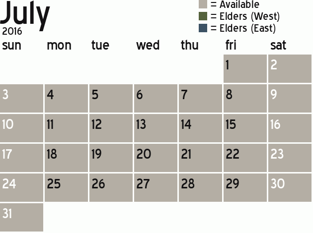 Missionary Dinner Calendar
