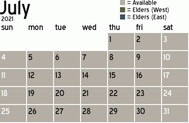 Missionary Dinner Calendar
