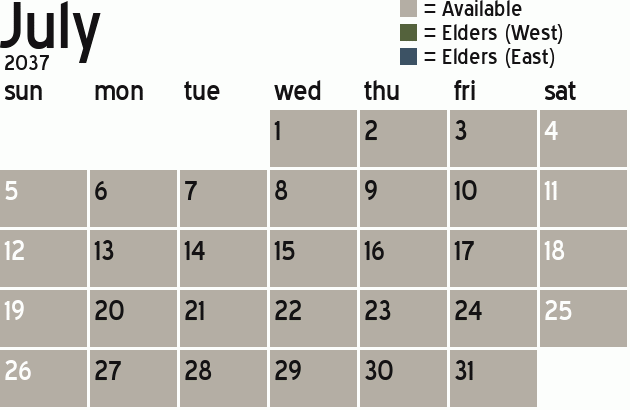 Missionary Dinner Calendar