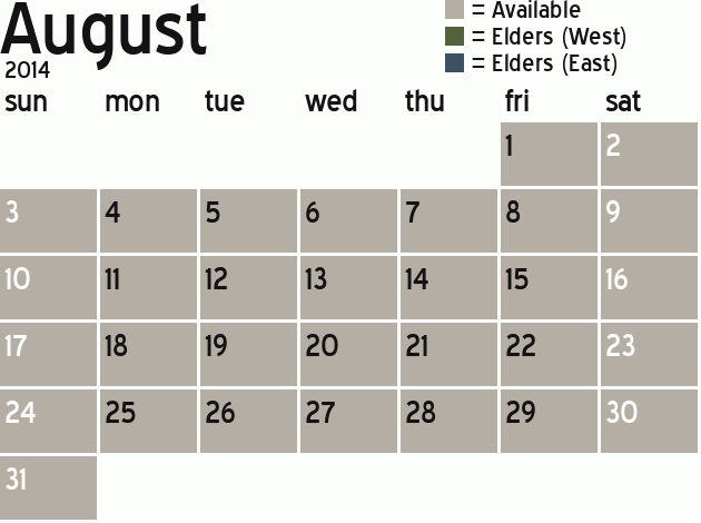 Missionary Dinner Calendar