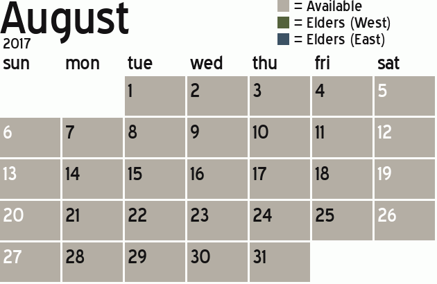 Missionary Dinner Calendar