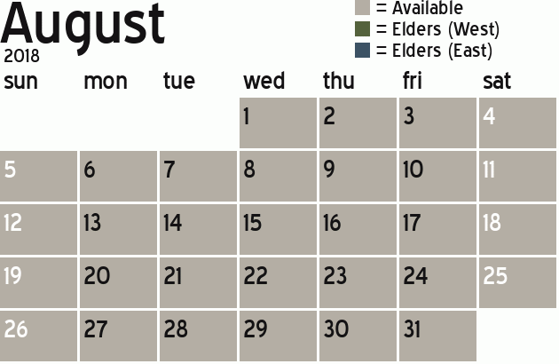 Missionary Dinner Calendar