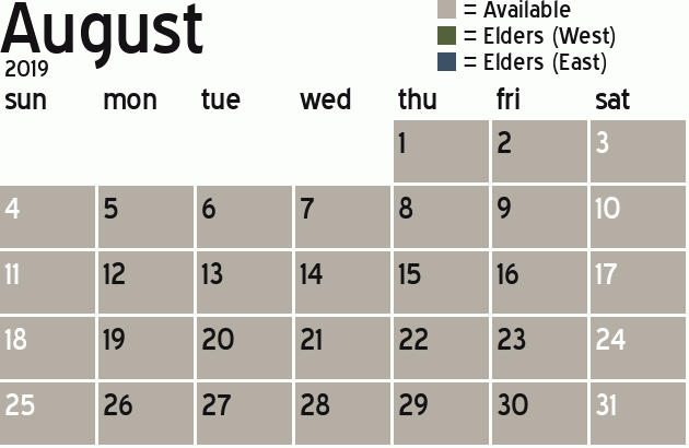 Missionary Dinner Calendar