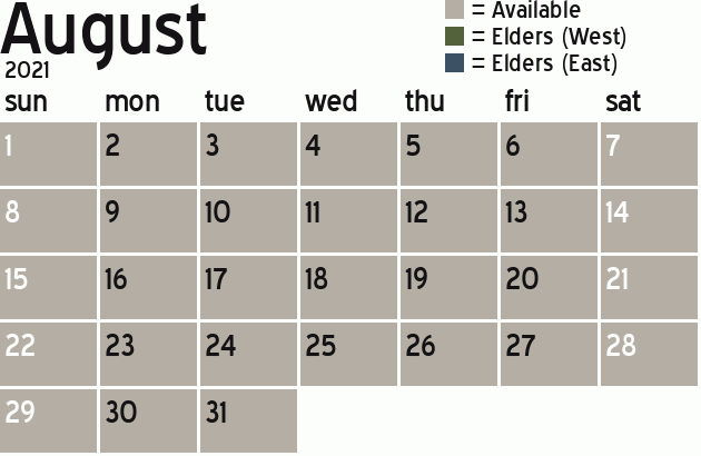 Missionary Dinner Calendar