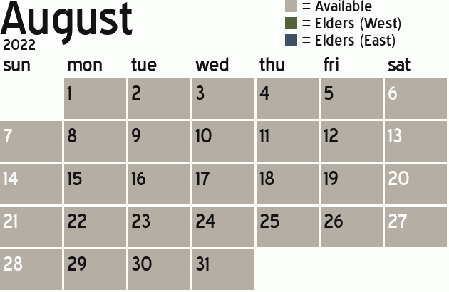 Missionary Dinner Calendar